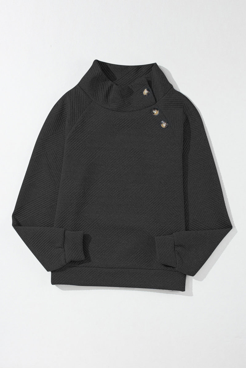 Hazel Blues® |  Textured Turtleneck Long Sleeve Sweatshirt