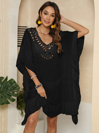 Hazel Blues® |  Cutout Ruffled Half Sleeve Cover-Up