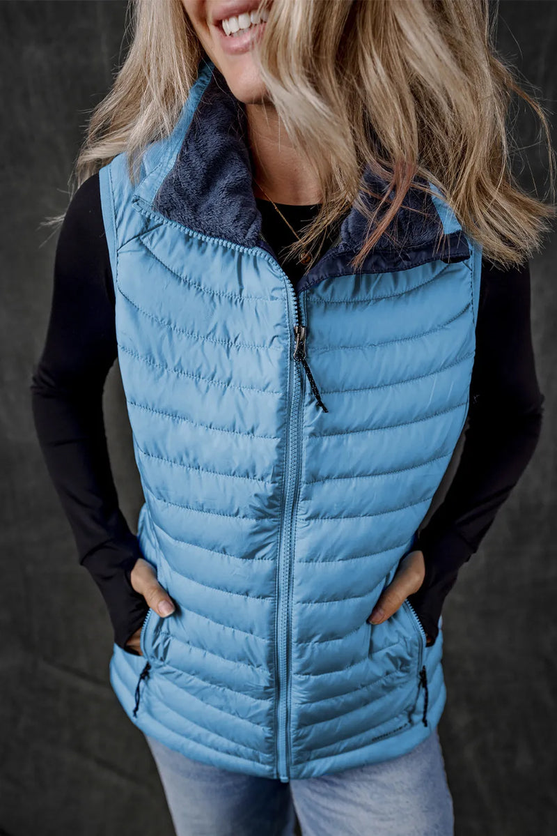 Hazel Blues® |  Pocketed Zip Up Vest Coat