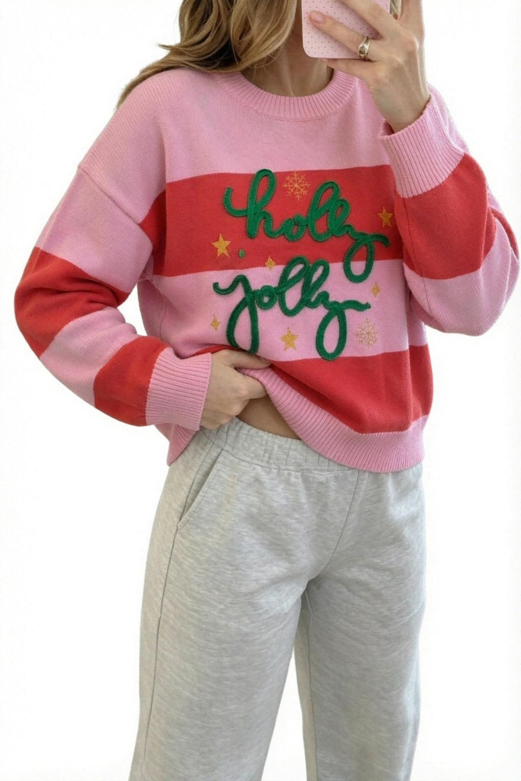 Blaire Paige Pink Holly Jolly Christmas Sweater
