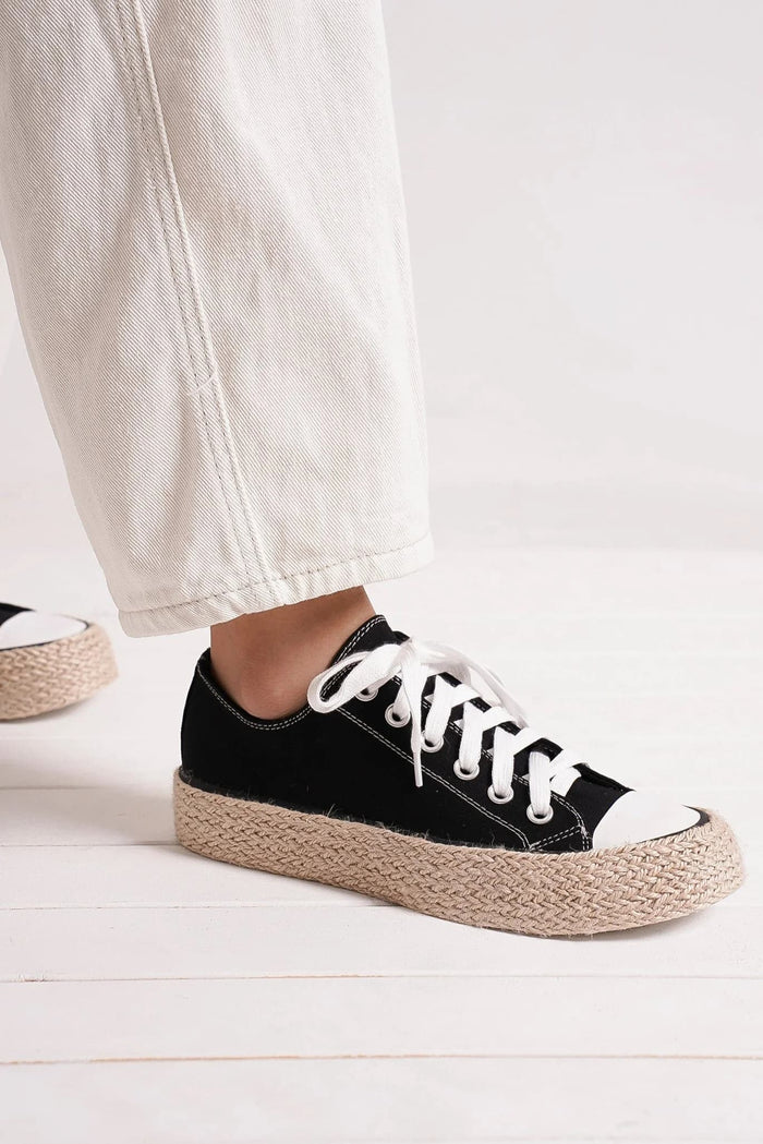 Hazel Blues® |  Beast Fashion Lace Up Woven Espadrille Sole Sneakers