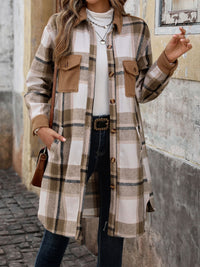 Hazel Blues® |  Plaid Button Up Long Sleeve Coat