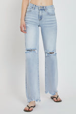 Hazel Blues® |  RISEN High Rise Distressed Wide Leg Jeans