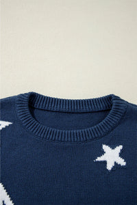 Hazel Blues® |  Star Round Neck Long Sleeve Sweater