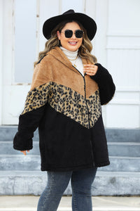 Hazel Blues® | Leopard Zip Up Hooded Outerwear