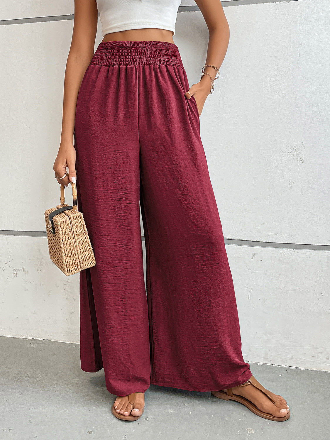 Hazel Blues® |  Perfee Wide Leg Pants with Pockets