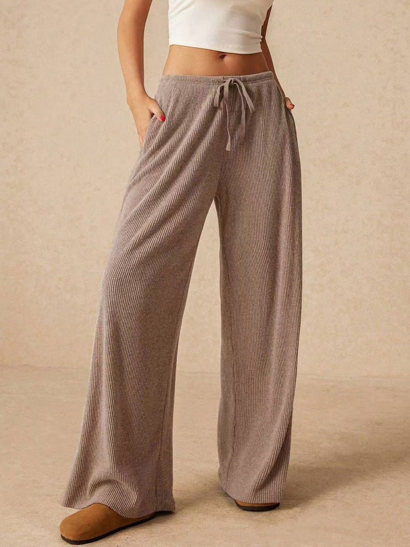 Hazel Blues® |  Ribbed Drawstring Wide Leg Pants