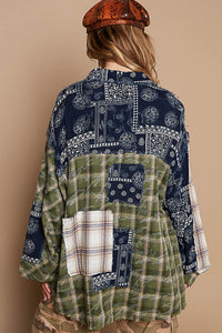 Hazel Blues® |  POL Patchwork Plaid Button Up Shirt