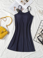 Hazel Blues® |  Round Neck Spaghetti Strap Cami Dress with Bra