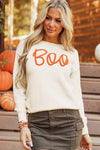 Hazel Blues® |  Apricot Boo Knitted Pattern Ribbed Edge Drop Shoulder Sweater