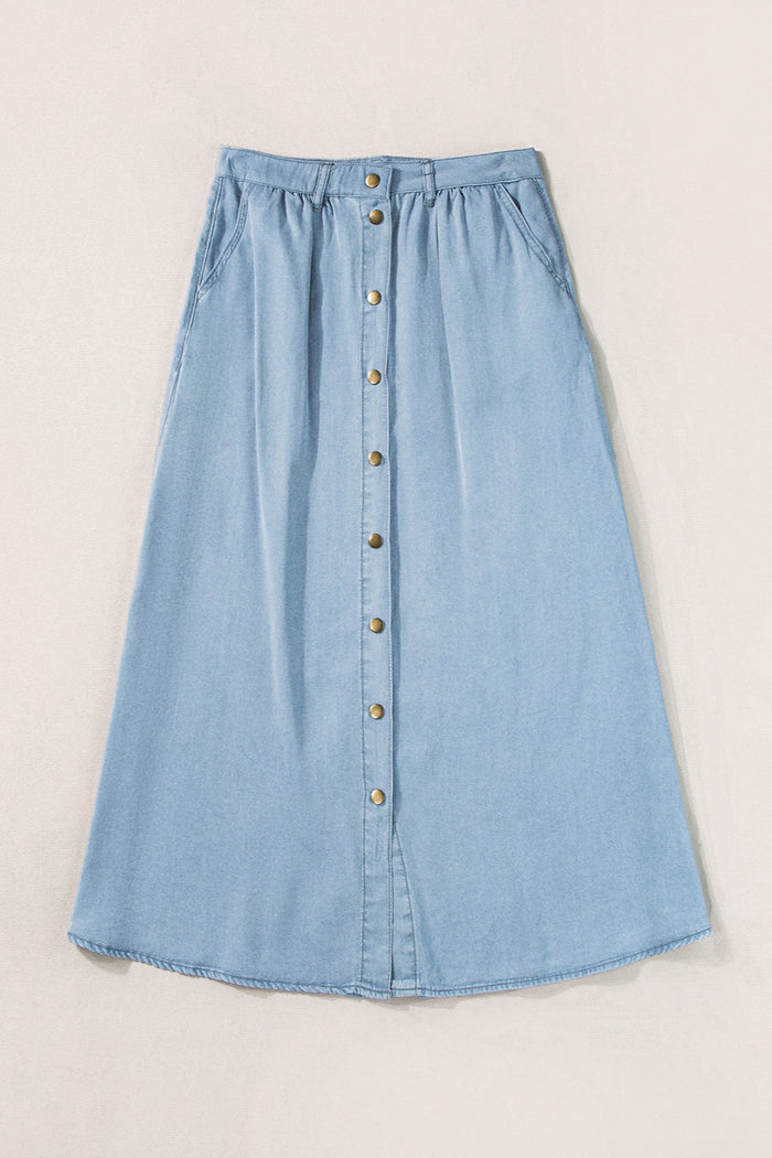 Hazel Blues® |  Snap Down High Waist Denim Skirt