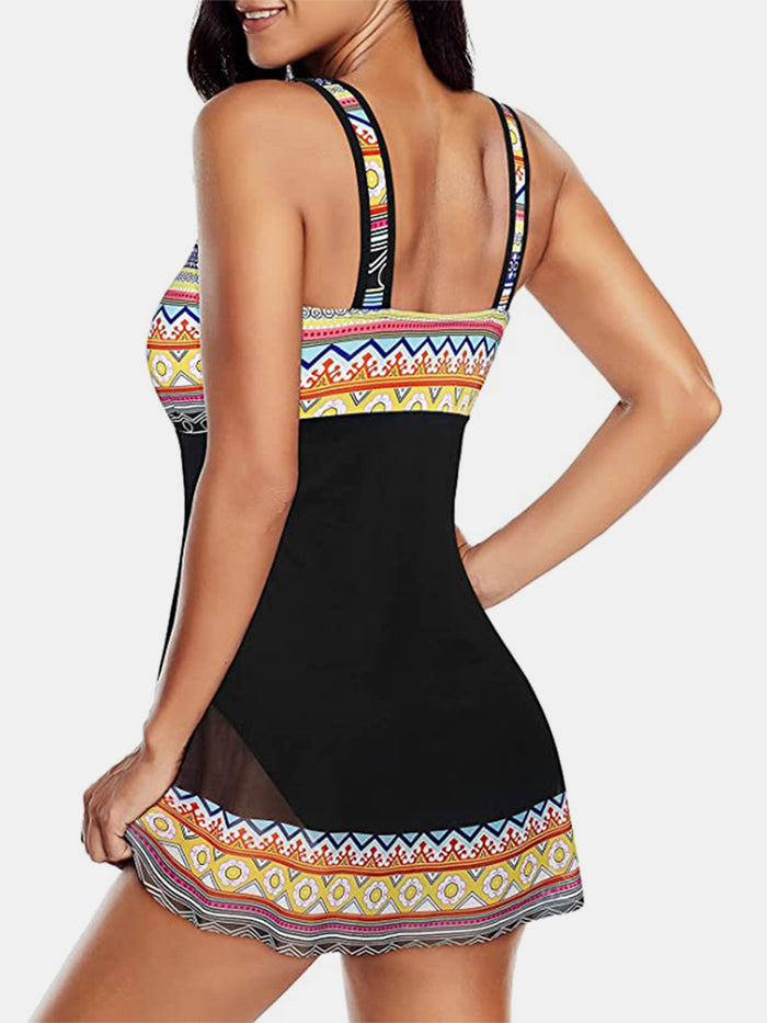 Hazel Blues® |  Geometric Wide Strap One-Piece Swimwear