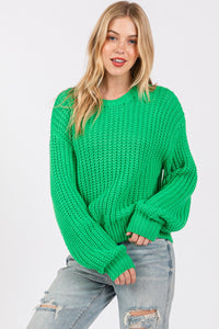 Hazel Blues® |  SAGE + FIG Round Neck Drop Shoulder Sweater