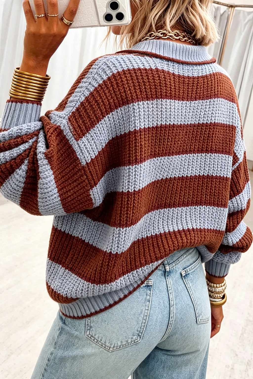 Cozy Cabana Red Stripe Polo Sweater