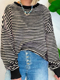 Hazel Blues® |  Striped Round Neck Long Sleeve Sweatshirt