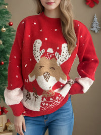 Hazel Blues® |  Reindeer Mock Neck Long Sleeve Sweater