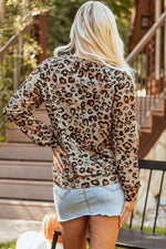 Hazel Blues® |  Brown Bleached Halloween Pumpkin Leopard Print Sweatshirt