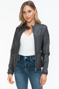 Hazel Blues® |  Snobbish PU Leather Biker Jacket with Side Zip Pockets