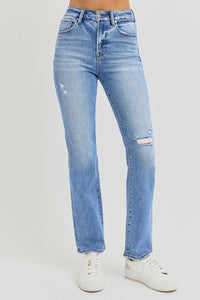 Hazel Blues® |  RISEN Distressed High-Rise Ankle Straight Jeans