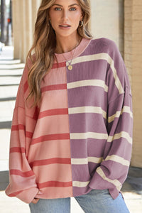 Hazel Blues® |  Contrast Striped Long Sleeve Sweatshirt