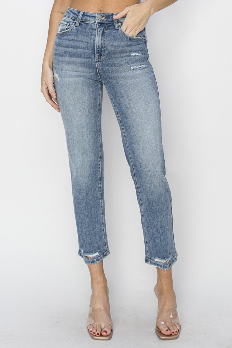 Hazel Blues® |  RISEN High Waist Distressed Cropped Jeans