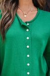 Hazel Blues® |  Bright Green Solid Color Knit Button Drop Shoulder Sweater Cardigan
