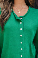 Hazel Blues® |  Bright Green Solid Color Knit Button Drop Shoulder Sweater Cardigan