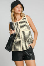Hazel Blues® |  Umgee Round Neck Texture Striped Tank