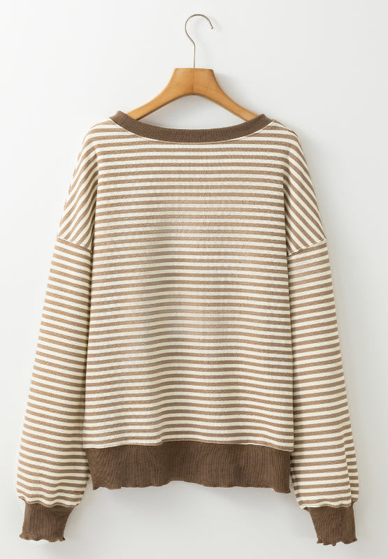 Hazel Blues® |  Striped Round Neck Long Sleeve Sweatshirt