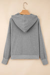 Hazel Blues® |  Gray Waffle Splicing Zip Up Front Button Hooded Jacket