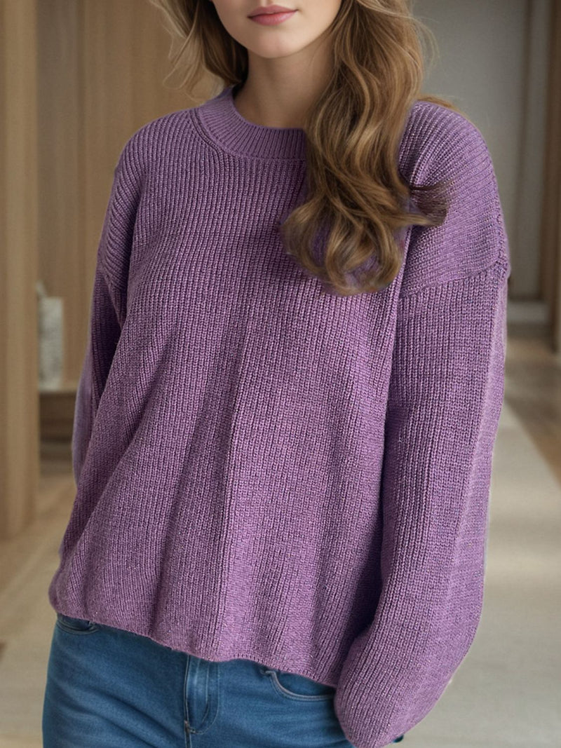 Hazel Blues® |  Solid Color Round Neck Long Sleeve Sweater