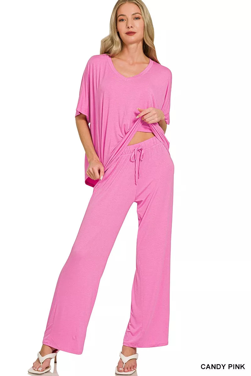 Zenana V-neck Oversized Top & Pants Set – Hazel Blues®