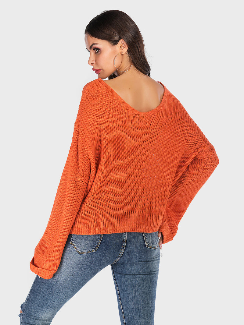 Hazel Blues® |  Perfee V-Neck Dropped Shoulder Long Sleeve Sweater