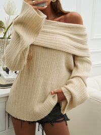 Hazel Blues® |  Off-Shoulder Extra-Long Sleeve Sweater