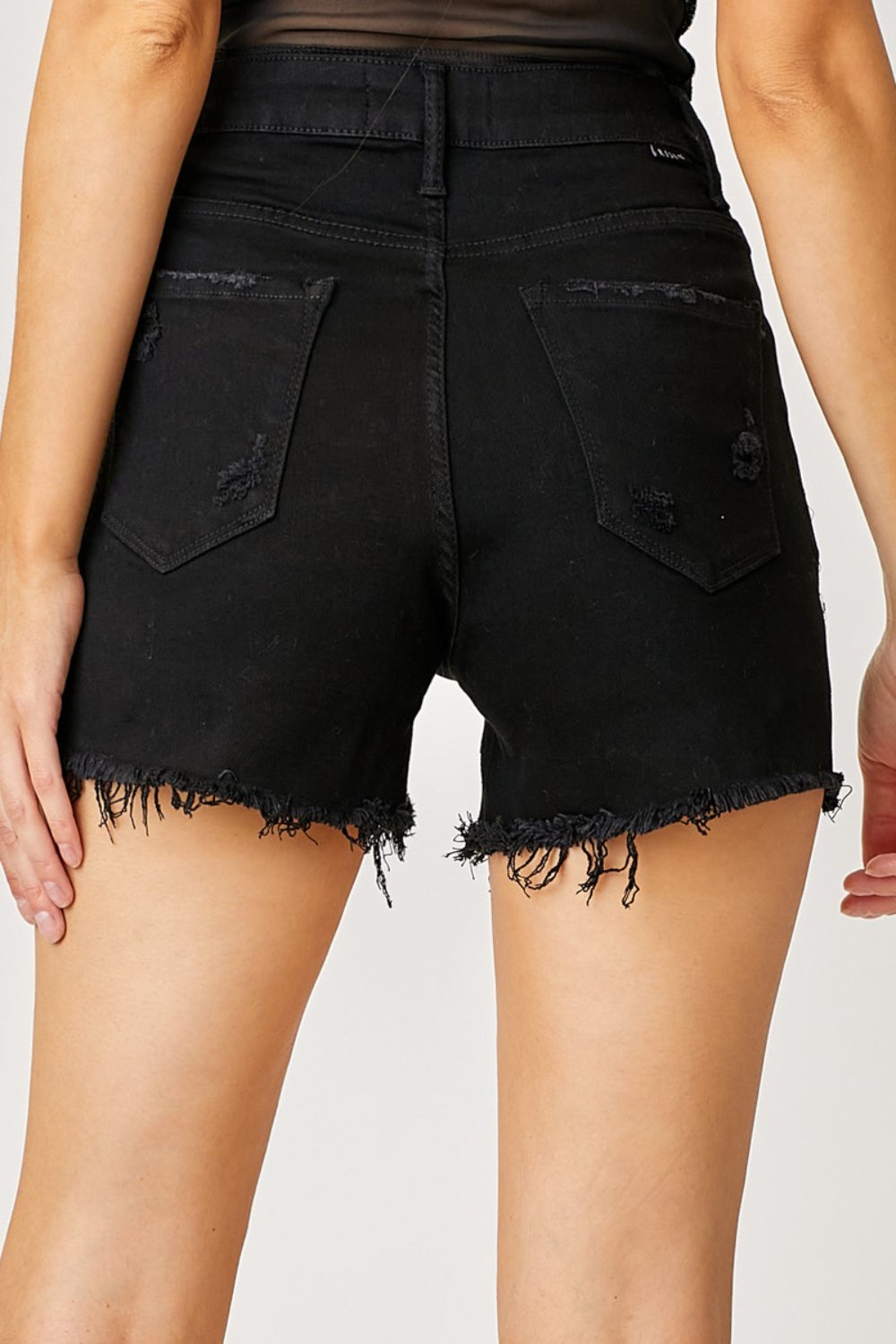 Hazel Blues® |  RISEN Frayed Hem Denim Shorts with Fringe Detail Pockets