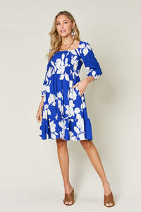 Hazel Blues® |  Double Take Floral Ruffle Hem Smocked Dress