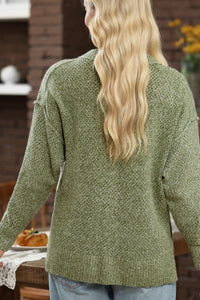 Hazel Blues® |  V-Neck Dropped Shoulder Long Sleeve Sweater