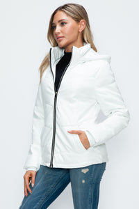 Hazel Blues® |  How Dare U Pocketed Zip Up Puffer Jacket with Removable Hood