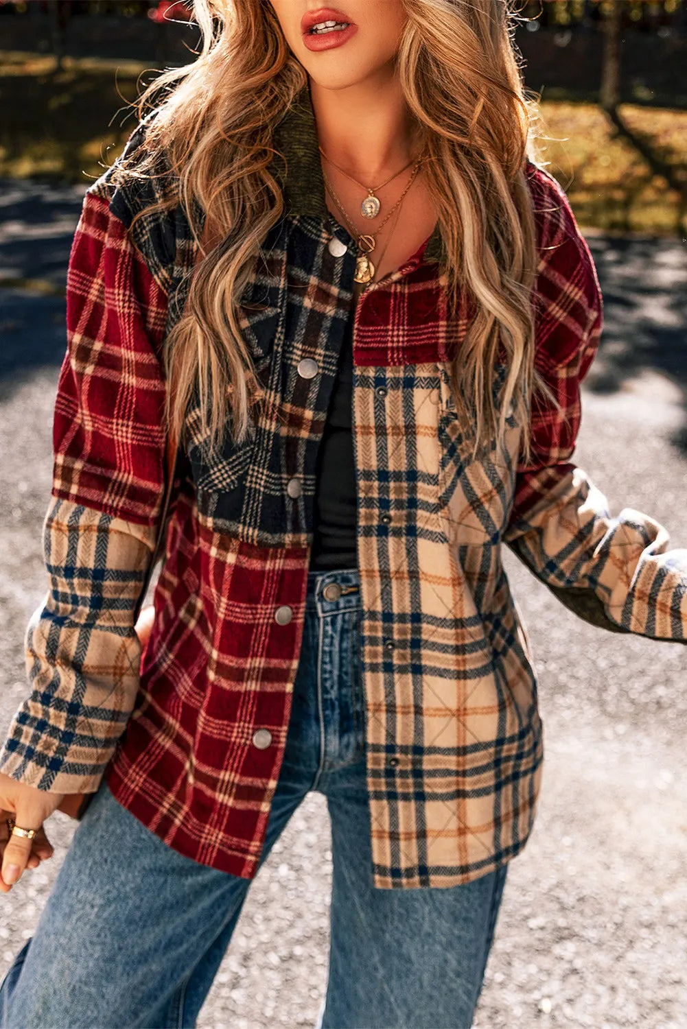 Hazel Blues® |  Plaid Button Up Long Sleeve Jacket