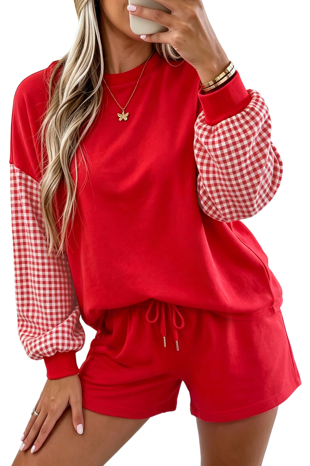 After Hours Plaid Patchwork Short Set