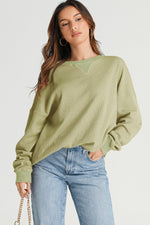 Hazel Blues® |  Waffle-Knit Long Sleeve Sweatshirt