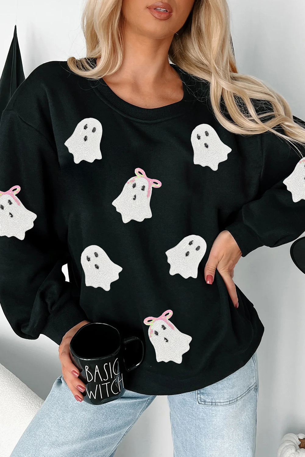 Boo & Bow Sequin Ghost Sweatshirt