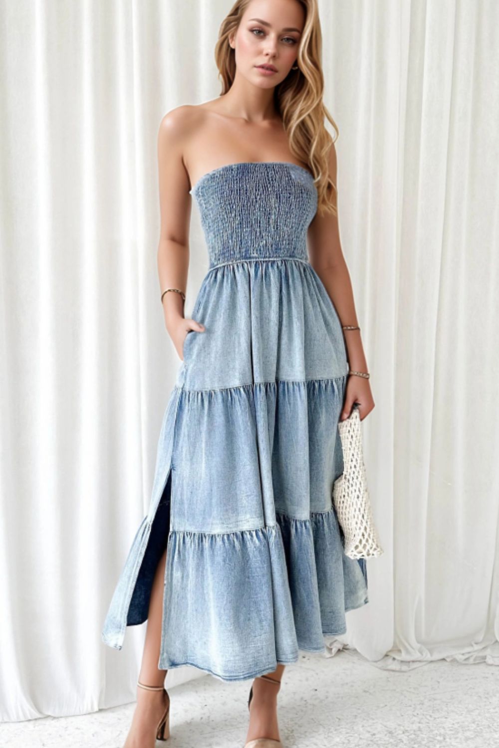 Hazel Blues | Smocked Back Tube Dress Hazel Blues | Smocked Back Tube Dress