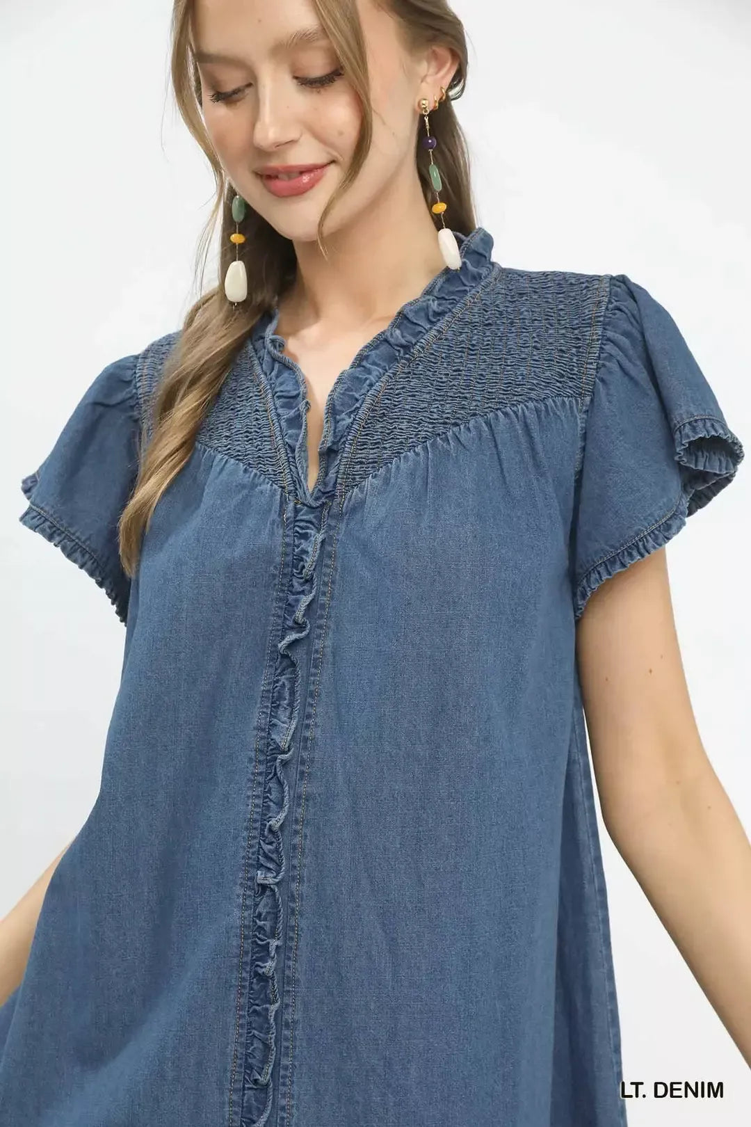 white christmas dresses Laced Up In Denim Dress main image 1