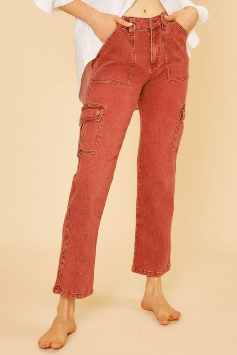 Hazel Blues® |  Annie Wear Straight Leg Jeans with Cargo Pockets