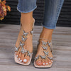 Hazel Blues® |  Rhinestone Butterfly Flat Sandals