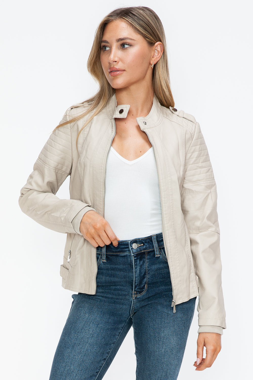 Hazel Blues® |  Snobbish PU Leather Biker Jacket with Side Zip Pockets