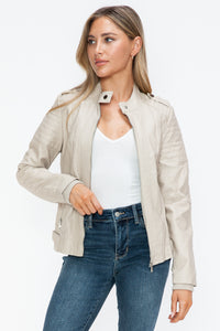 Hazel Blues® |  Snobbish PU Leather Biker Jacket with Side Zip Pockets