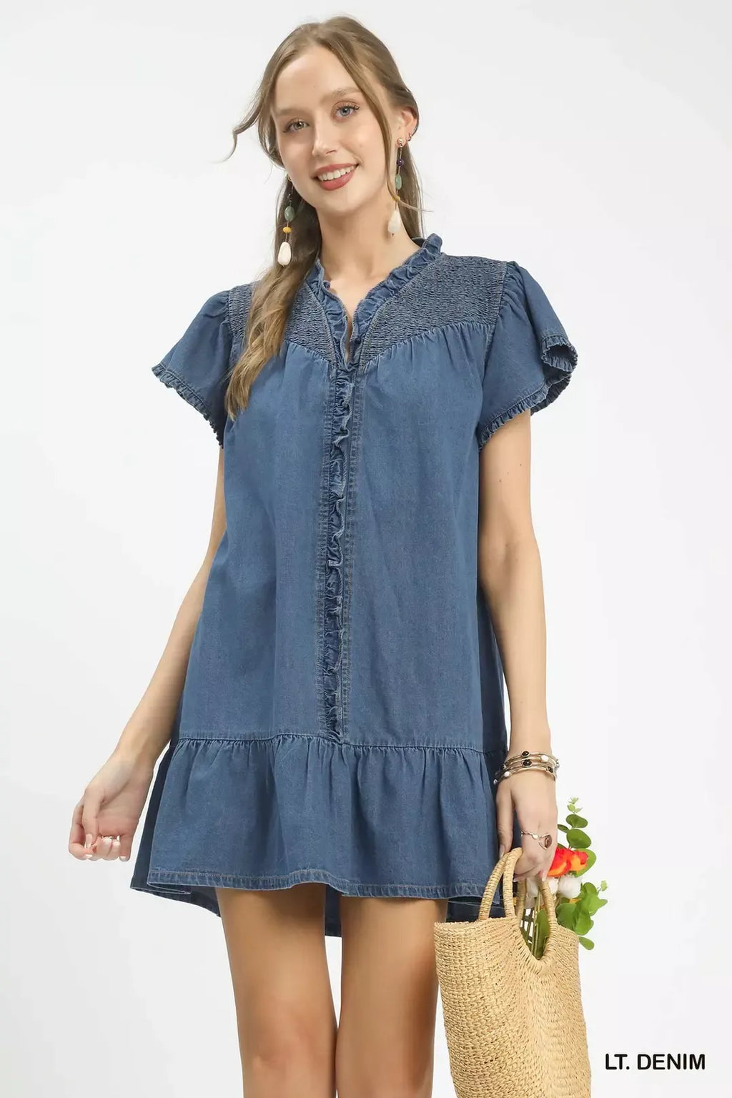 Umgee Ruffled Washed Denim Dress – Hazel Blues®