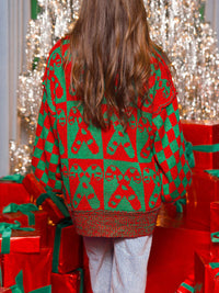 Hazel Blues® |  Candy Cane Contrast Round Neck Sweater